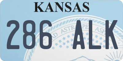 KS license plate 286ALK