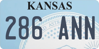 KS license plate 286ANN