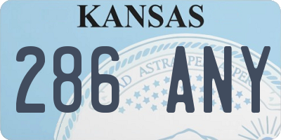 KS license plate 286ANY