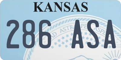 KS license plate 286ASA