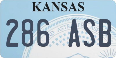 KS license plate 286ASB