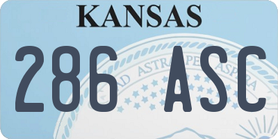 KS license plate 286ASC