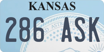 KS license plate 286ASK