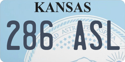 KS license plate 286ASL
