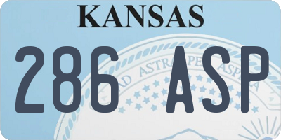 KS license plate 286ASP
