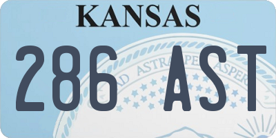 KS license plate 286AST