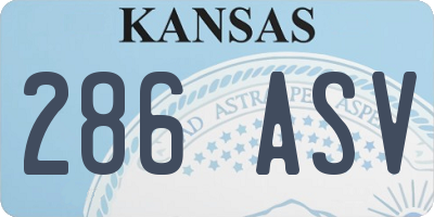 KS license plate 286ASV