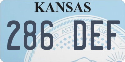 KS license plate 286DEF