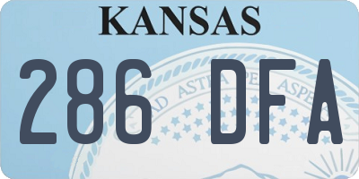KS license plate 286DFA