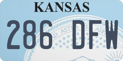 KS license plate 286DFW