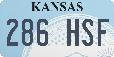 KS license plate 286HSF