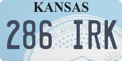 KS license plate 286IRK