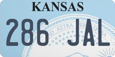 KS license plate 286JAL