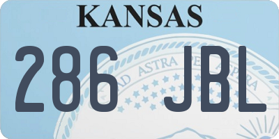 KS license plate 286JBL