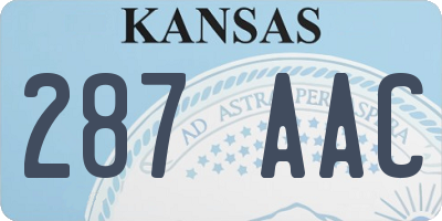 KS license plate 287AAC