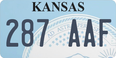 KS license plate 287AAF