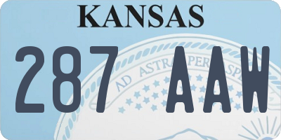 KS license plate 287AAW