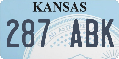 KS license plate 287ABK