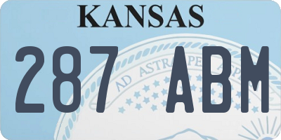 KS license plate 287ABM