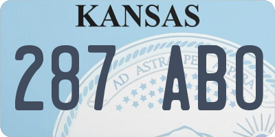 KS license plate 287ABO