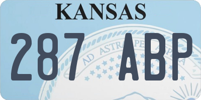 KS license plate 287ABP