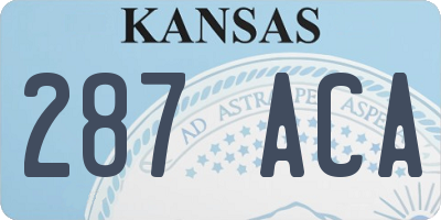 KS license plate 287ACA
