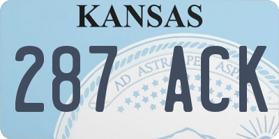 KS license plate 287ACK