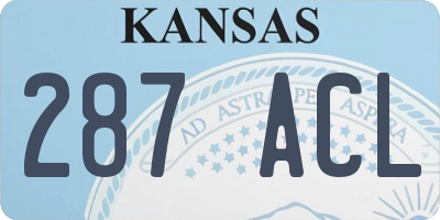 KS license plate 287ACL