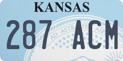 KS license plate 287ACM