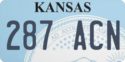 KS license plate 287ACN