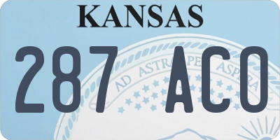 KS license plate 287ACO