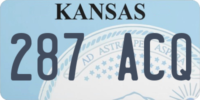 KS license plate 287ACQ