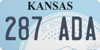 KS license plate 287ADA
