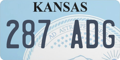 KS license plate 287ADG