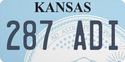 KS license plate 287ADI