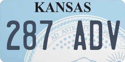 KS license plate 287ADV