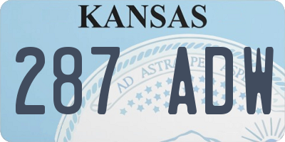 KS license plate 287ADW