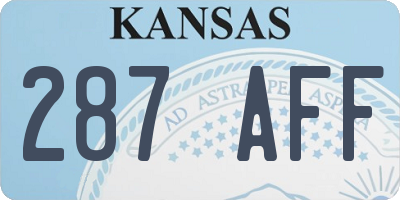 KS license plate 287AFF