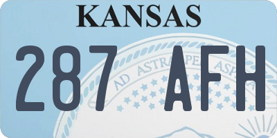 KS license plate 287AFH