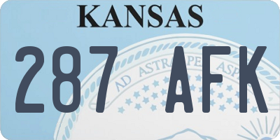 KS license plate 287AFK