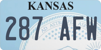 KS license plate 287AFW