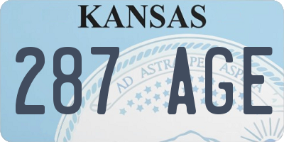 KS license plate 287AGE