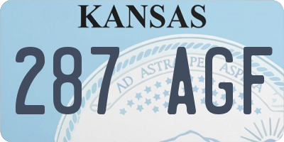 KS license plate 287AGF