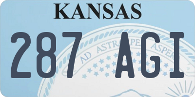 KS license plate 287AGI