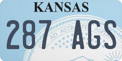 KS license plate 287AGS