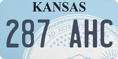 KS license plate 287AHC