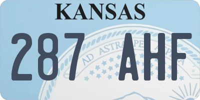 KS license plate 287AHF
