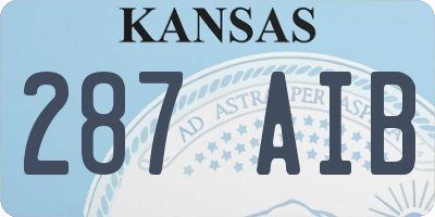 KS license plate 287AIB