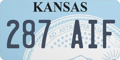 KS license plate 287AIF