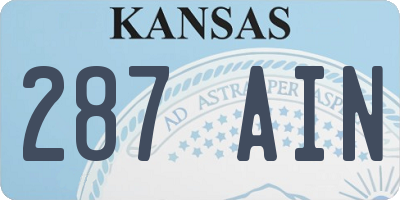 KS license plate 287AIN